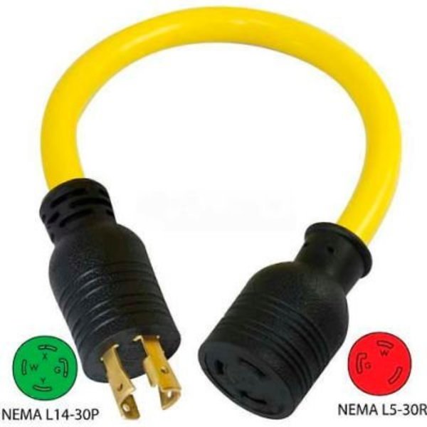 Conntek Conntek PL1430L530, 30 to 30-Amp Generator Locking Adapter with NEMA L14-30P to L5-30R, Yellow PL1430L530